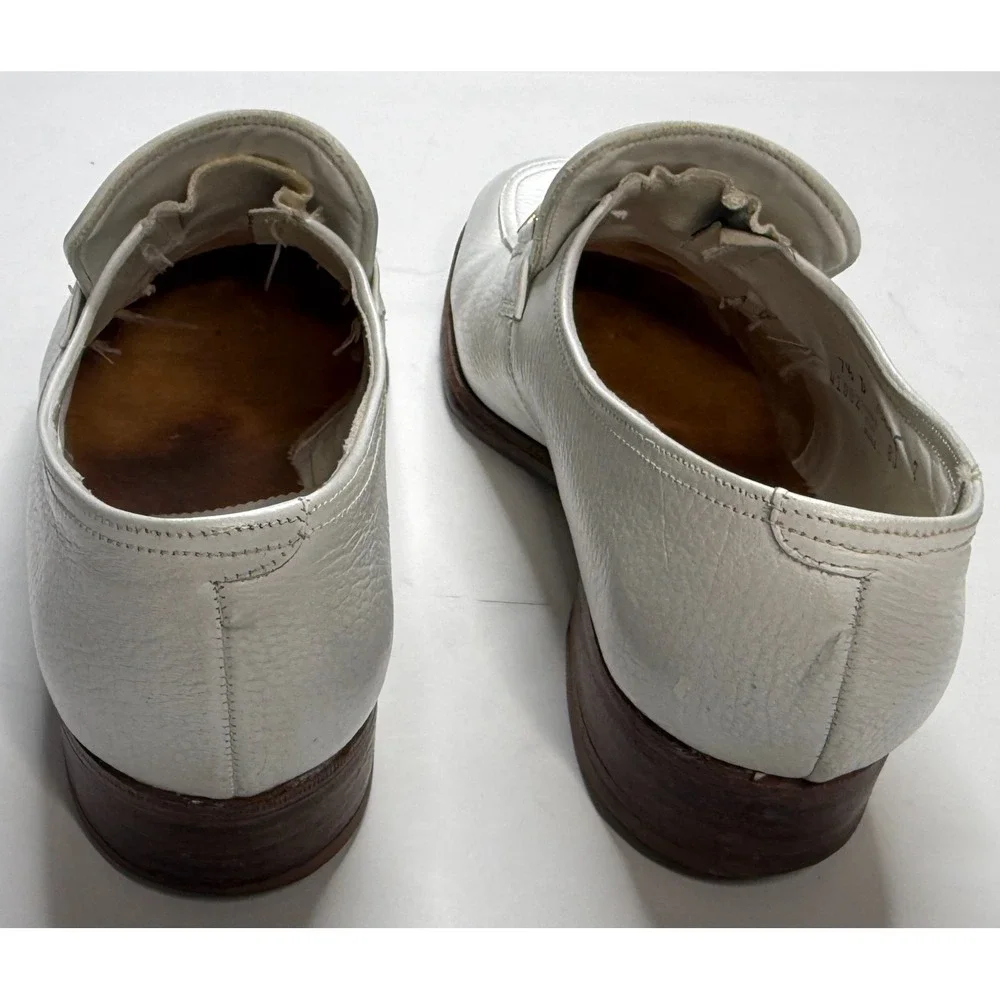 Florsheim Men's Vintage 1970's-80's White Slip On Leather Loafer Size 7.5‎ D